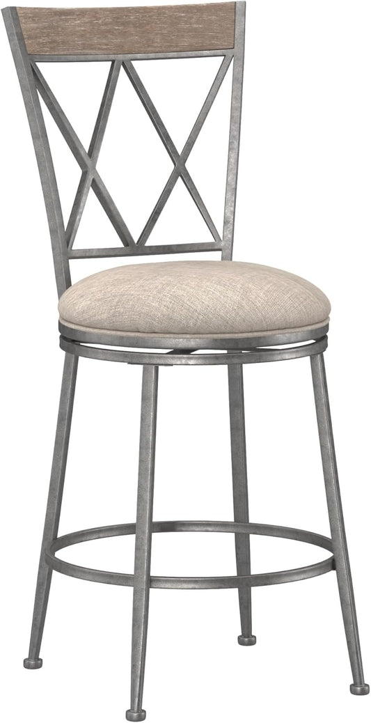 Hillsdale Stewart Indoor/Outdoor Swivel Counter Height Stool, Aged Pewter