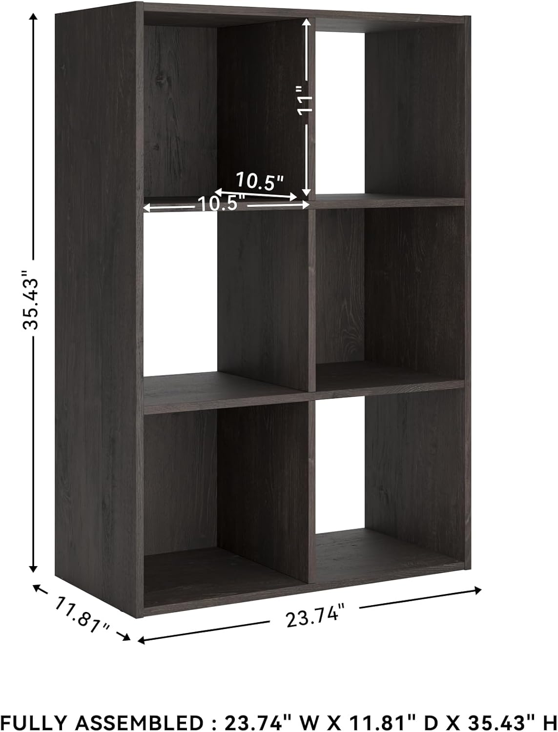 Signature Design by Ashley Piperton 6 Cube Storage Organizer or Bookcase, Charcoal