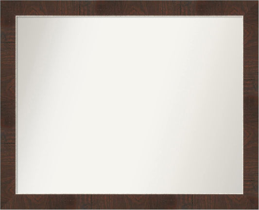 Amanti Art Brown Bathroom Mirror for Over Sink, 27x33 Wildwood Brown Rectangle Vanity Mirror, Large Country Rustic Frame, Hangs Horizonally and Vertically, Bathroom Wall Decor, Non-Beveled Edge