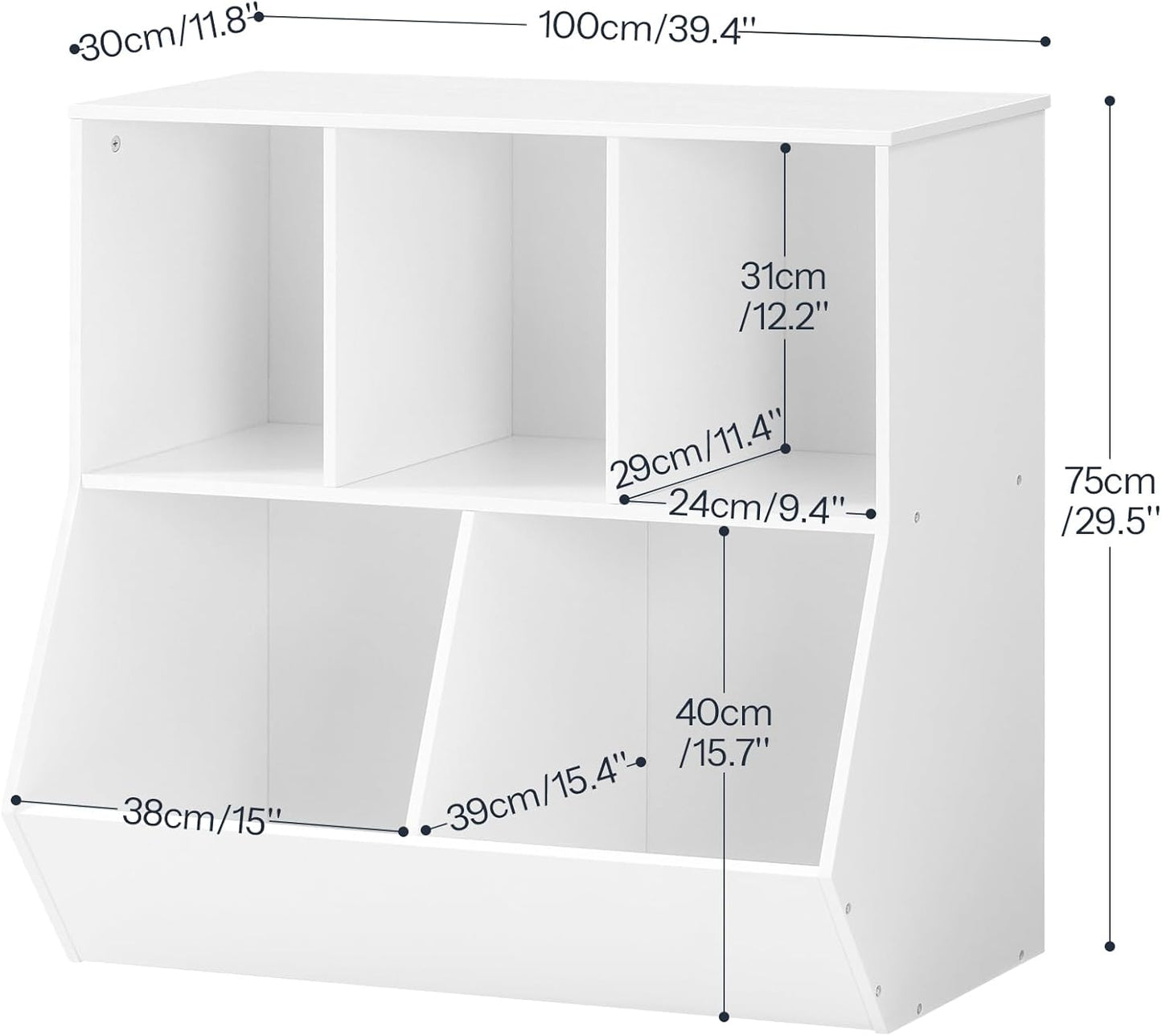 HOOBRO Kids Bookshelf - 39.4" L Toy Storage Cabinet, Bookcase Footboard, Cubby Shelf, Fit for Children's Room, Playroom, Hallway, Kindergarten, White WT132CW01