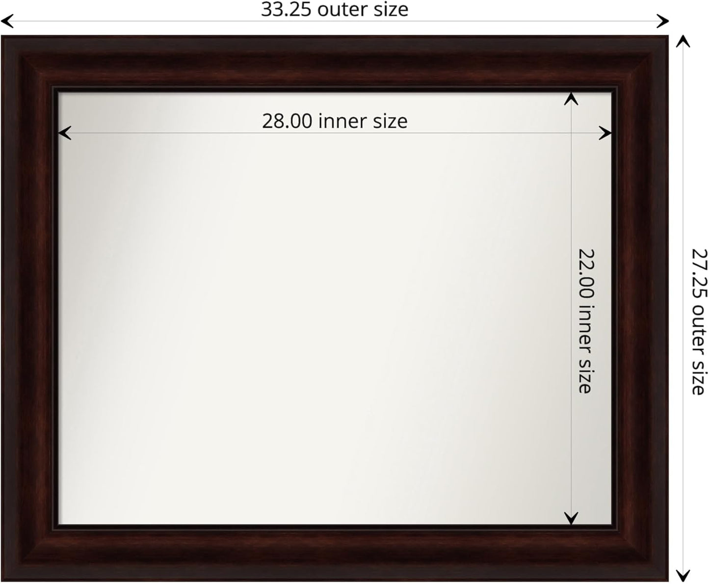 Amanti Art Silver Bathroom Mirror for Over Sink, 26x32 Classic Honey Silver Rectangle Vanity Mirror, Large Casual Frame, Hangs Horizonally and Vertically, Bathroom Wall Decor, Non-Beveled Edge