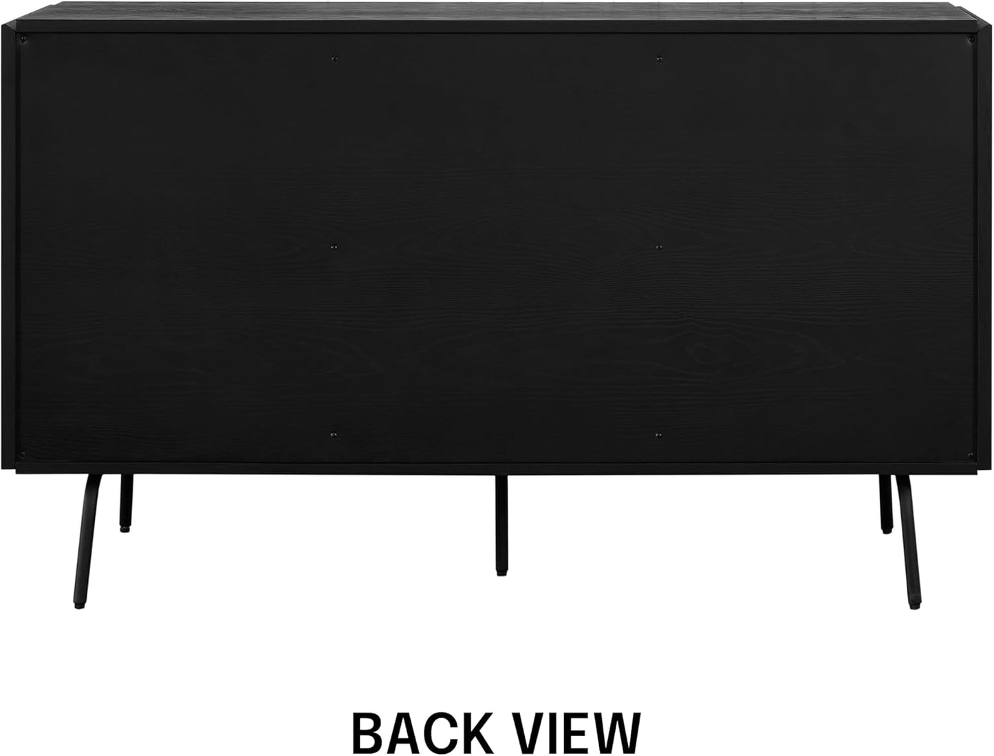 NTC MOSSIC Modern Sideboard with 3 Doors, Natural Rattan Storage Cabinet, Buffet with Metal Legs, Boho Accent Cabinet for Living Room, and Entryway, Effortless Assembly - Burnt Black