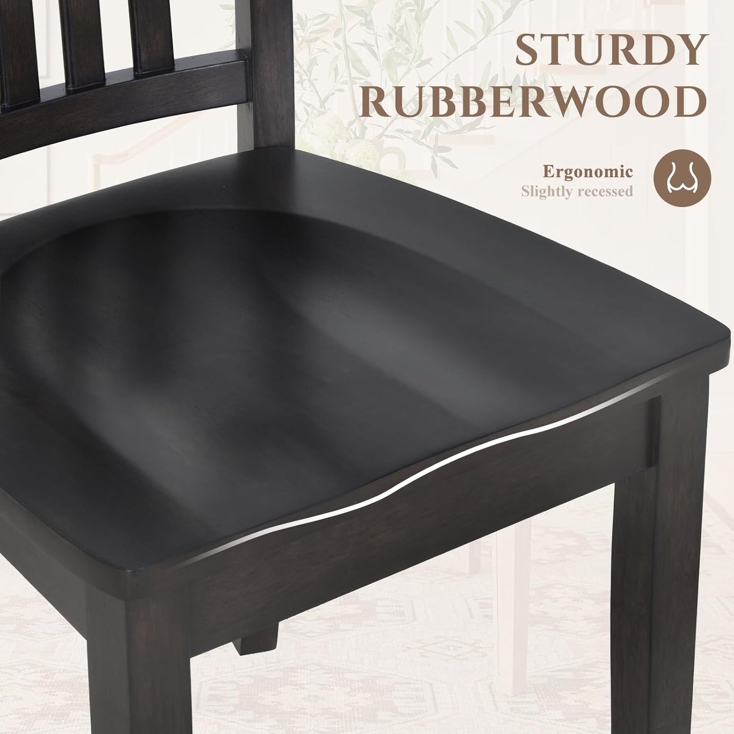 COLAMY Wooden Dining Chairs Set of 6, Spindle High Back Windsor Kitchen Side Chair, Farmhouse Dining Chairs for Kitchen and Dining Room, Dark Brown