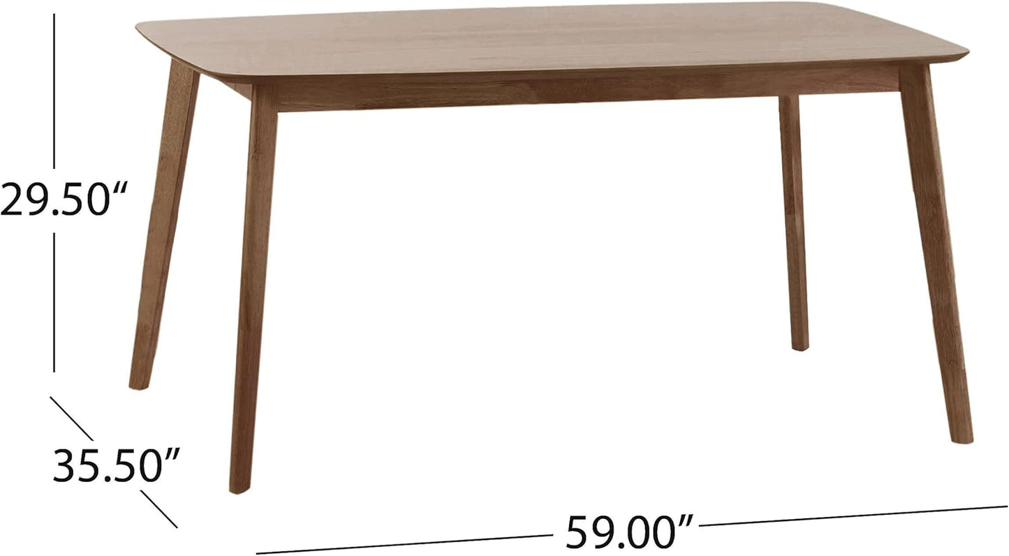 Christopher Knight Home Lucious 60" Rectangular Dining Set, 5-Pcs Set, Natural Walnut / Light Beige