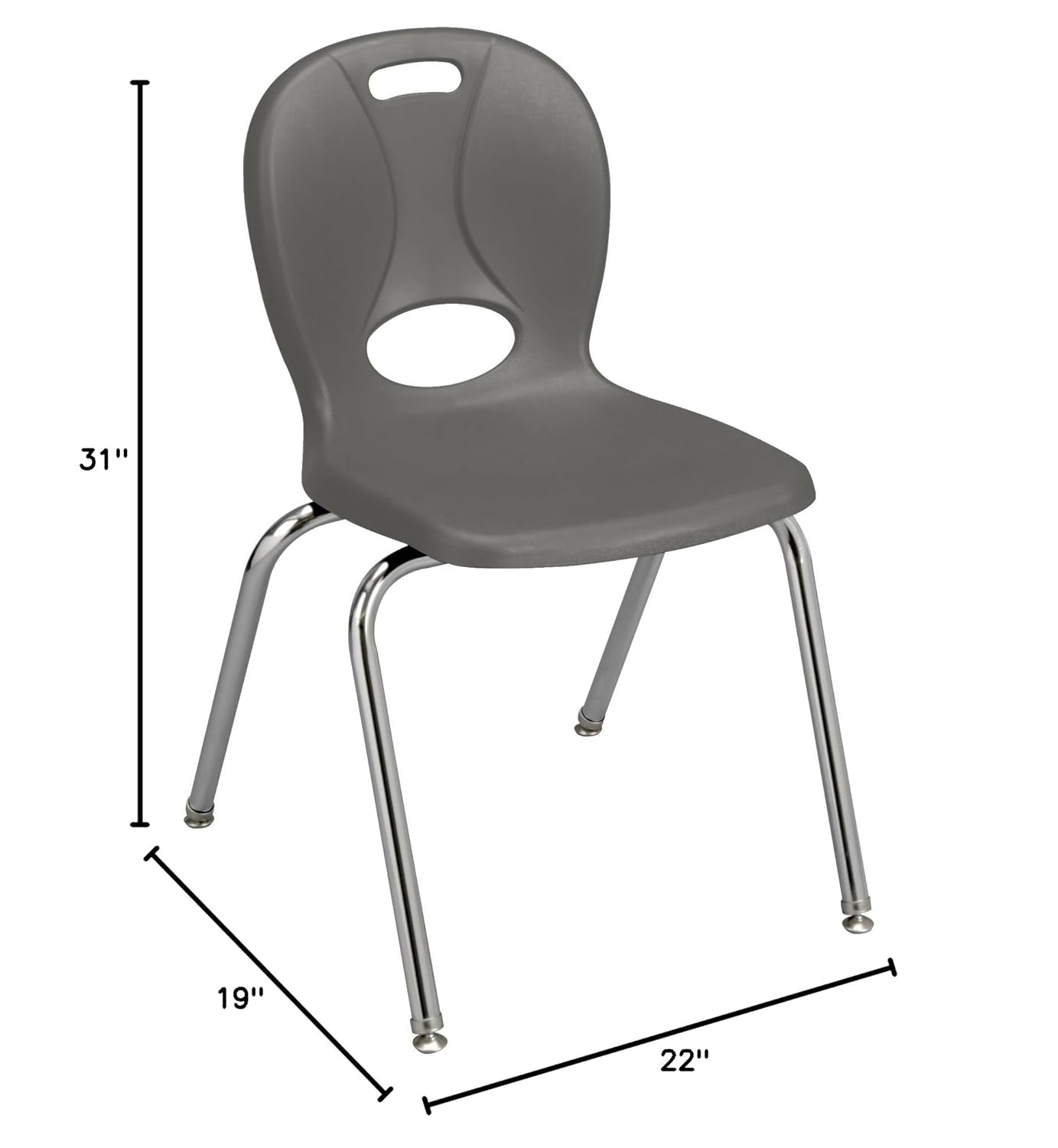 Learniture LNT-118-CSW-GT Learniture Structure Series School Chairs for Classroom, 18" Seat Height, Graphite, Pack of 4