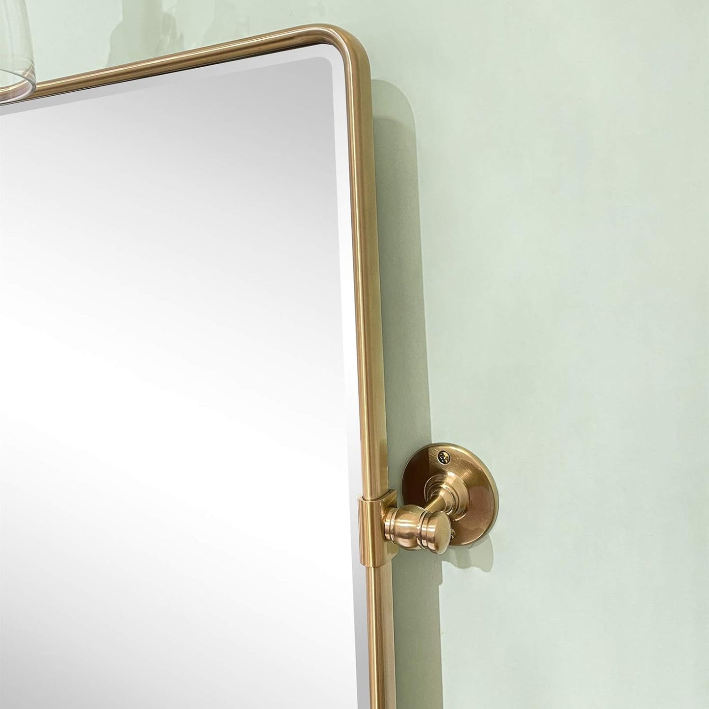 TEHOME 24 x 38'' Horizontal Farmhouse Gold Metal Framed Pivot Rectangle Bathroom Mirror Tilting Beveled Vanity Mirrors for Wall