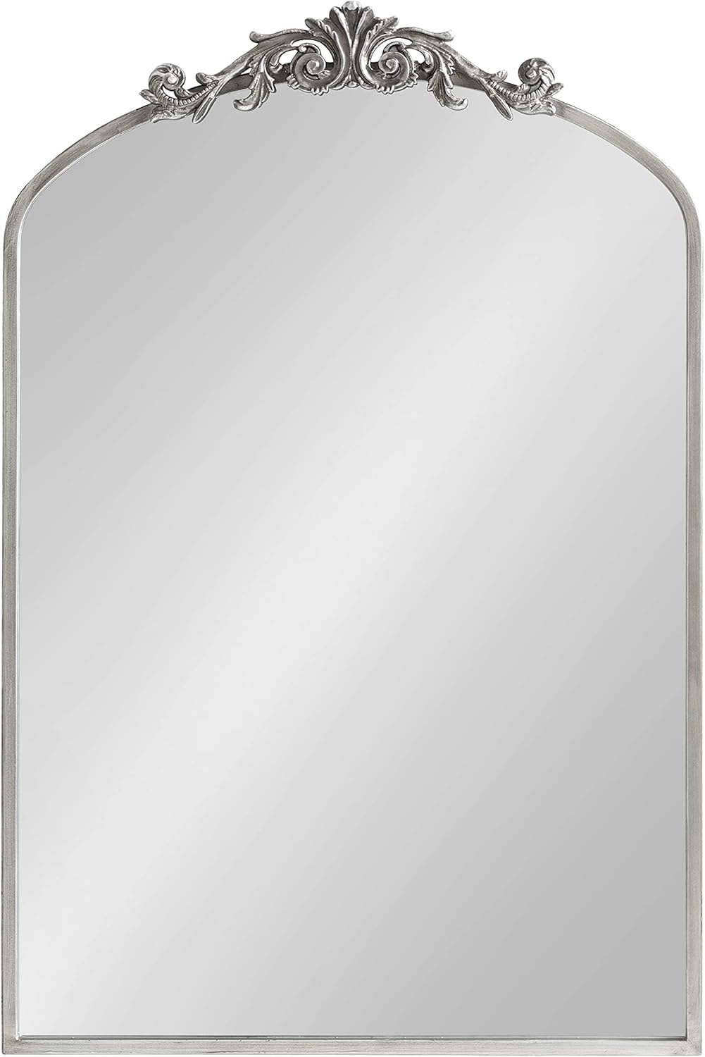 Kate and Laurel Arendahl Traditional Arch Mirror, 24 x 36, Antique Silver, Baroque Inspired Wall Decor