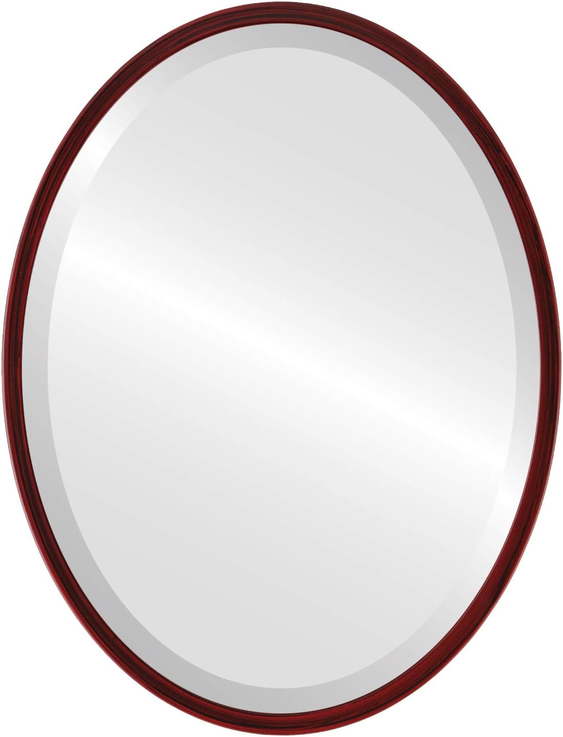 OVALCREST - Oval Wooden Beveled Wall Mirror for Home Decor, Bathroom, Vanity, Bedroom, Living Room, Hallway - London Style (Black Cherry) 17.1 x 21.1