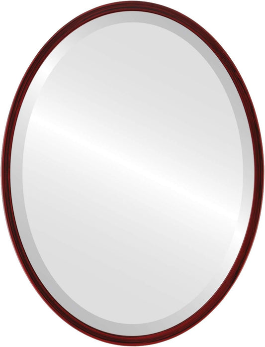 OVALCREST - Oval Wooden Beveled Wall Mirror for Home Decor, Bathroom, Vanity, Bedroom, Living Room, Hallway - London Style (Black Cherry) 17.1 x 21.1