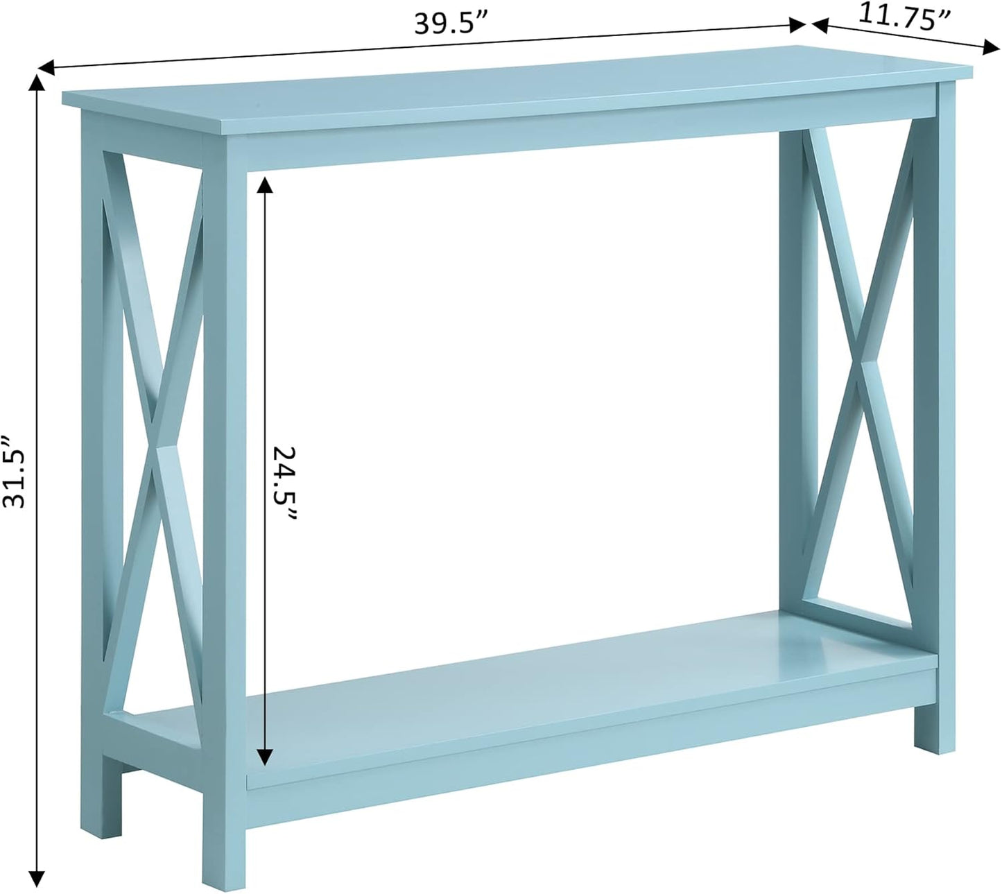 Convenience Concepts Oxford Console Table 39.5" - Sofa Table with Storage Shelf, Transitional Entryway Hall Table for Living Room and Bedroom, Display Foyer Table, Sea Foam Blue