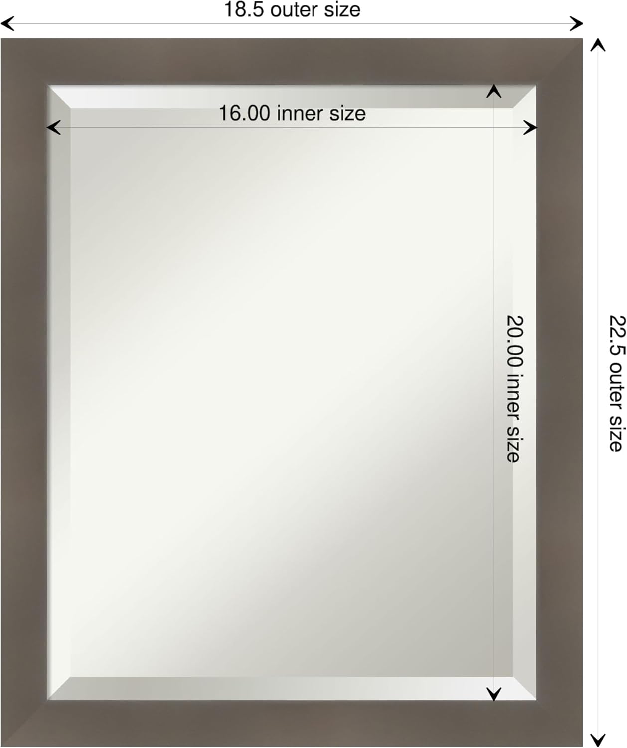 Amanti Art Grey Wall Mirror 23x19 Edwin Clay Grey Rectangle Bathroom Mirror for Wall Decor Living Room, Small Casual Wood Frame, Hangs Horizonally and Vertically, Bathroom Decor, Beveled Edge from WI