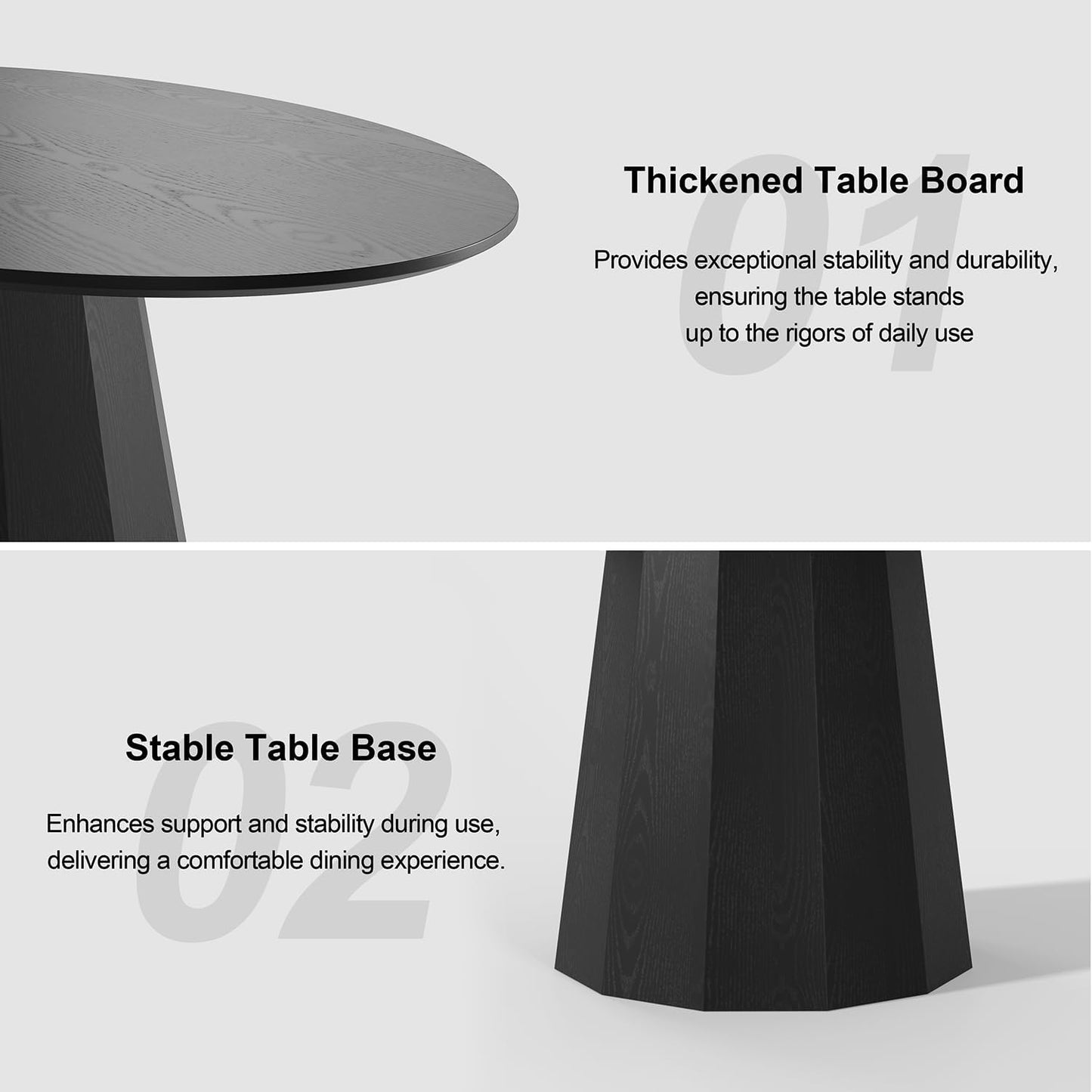 Casaphoria 67" Oval Dining Table, Modern Wood Kitchen Table with Cone Shaped Strip Polygonal Base for Living Room & Dining Room, Easy Assembly Farmhouse Furniture for 4-6, Black