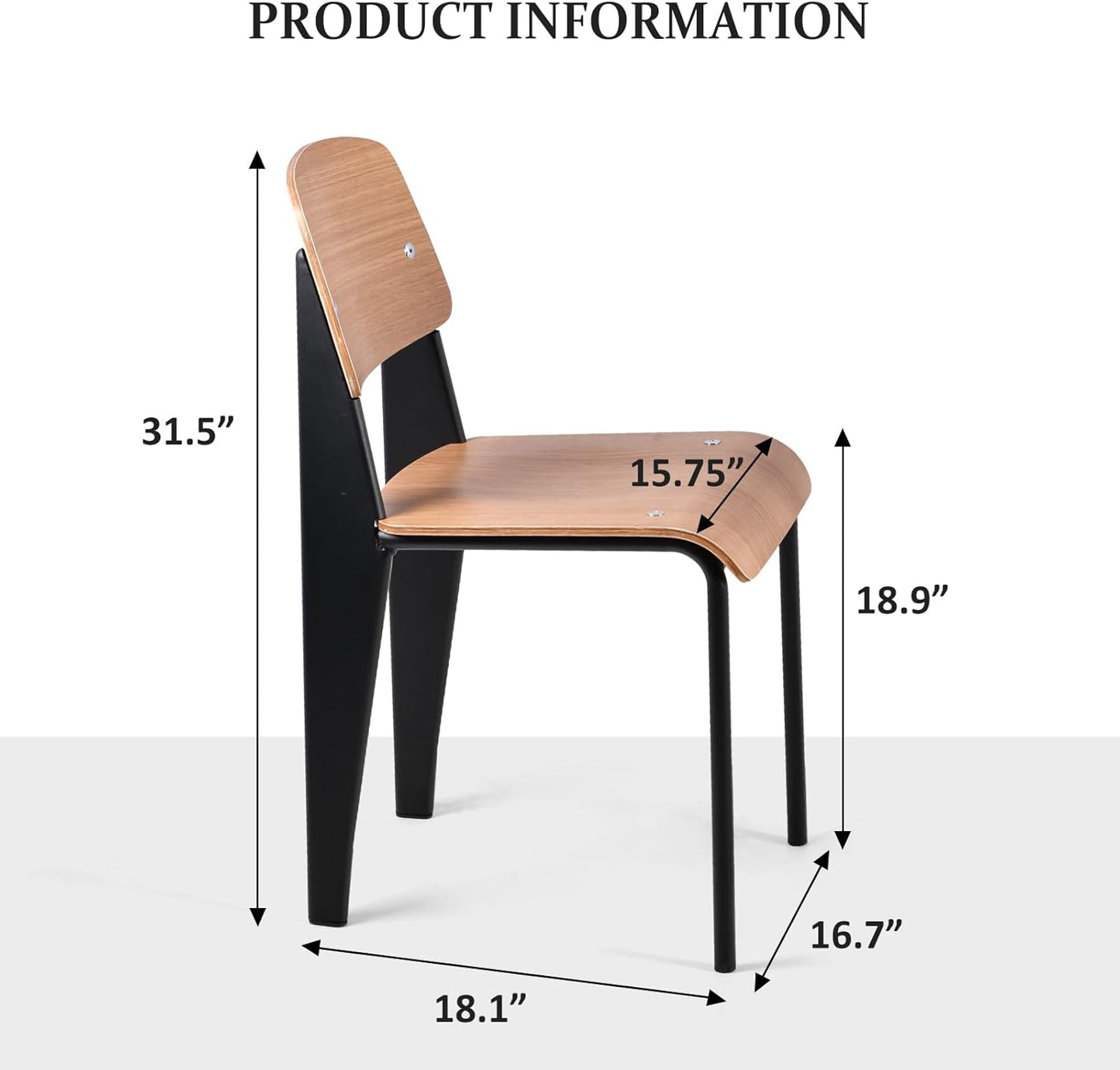 LOKKHAN Dining Chairs, Vintage Wood Metal Home Kitchen Breakfast Cafe Chairs, Backrest Stool, Study Chair, Modern Commercial Conference Restaurant Chairs, Oak Seat-2-Pcs Set