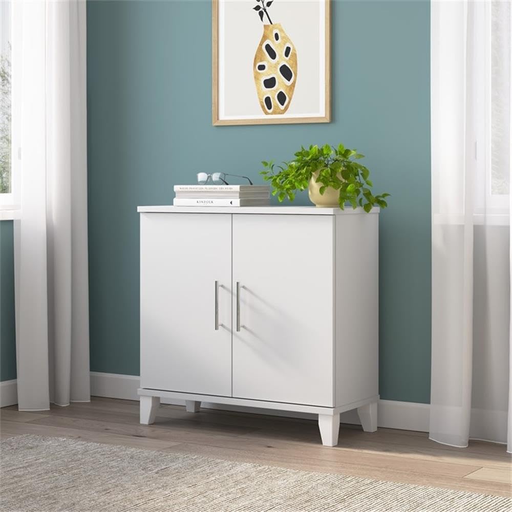 Bush Furniture Somerset Small Accent Storage Cabinet with Doors and Shelves in White, 2 Door Organizer for Home Office, Living Room, Kitchen Pantry, Entryway