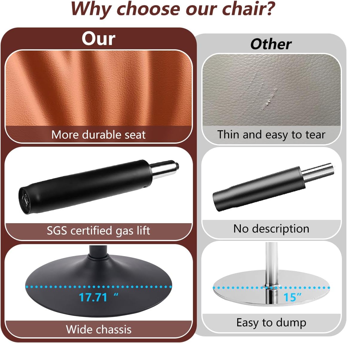 Kidol & Shellder Bar Stools Set of 2 Adjustable Swivel Orange, PU Leather Upholstered with Back, Modern Counter Height Stools for Kitchen Island, Home Bar