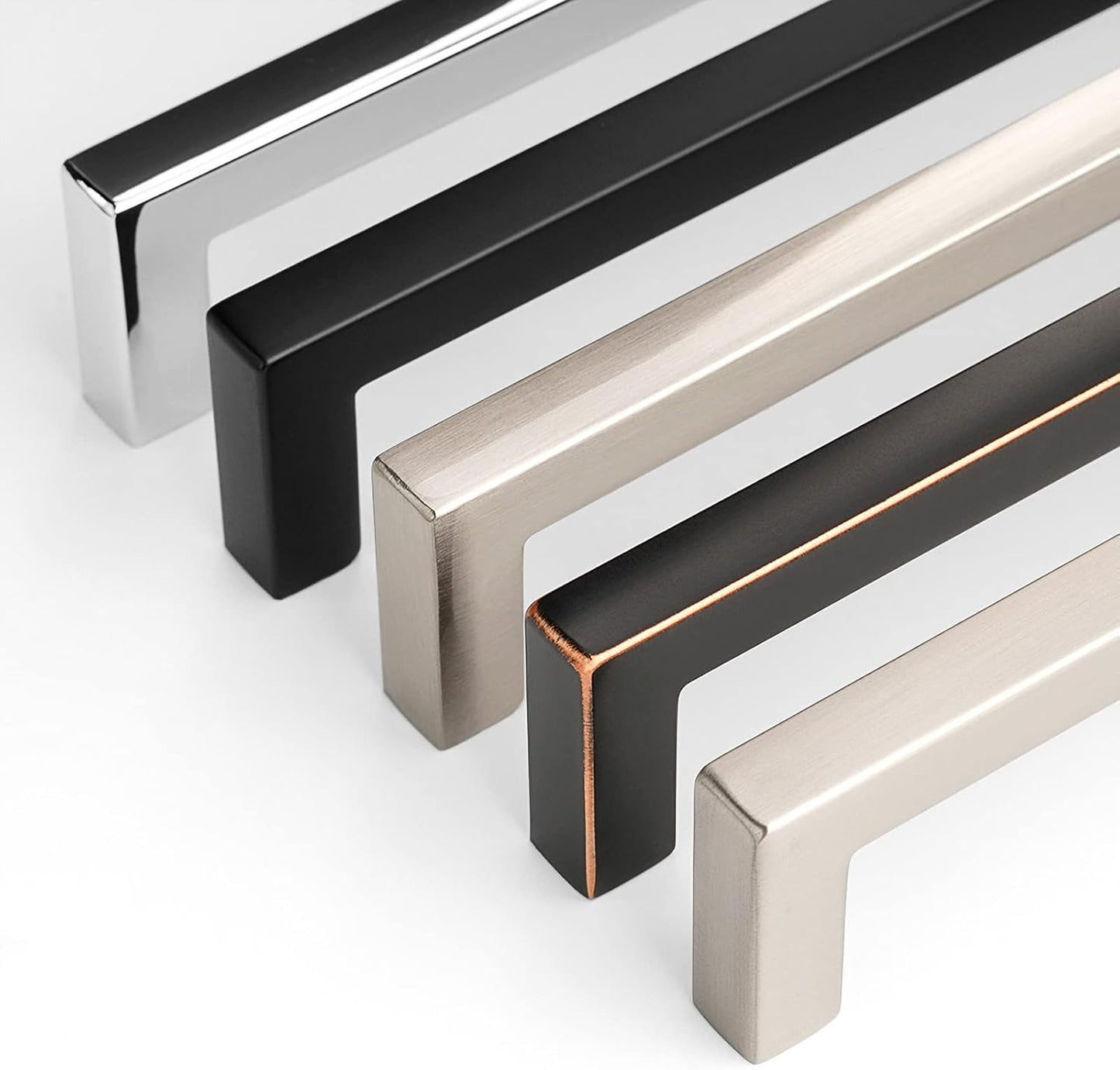 KOOFIZO Solid Square Bar Cabinet Handle - Chrome Furniture Pull, 10 Inch/256mm Screwhole Distance, 1-Piece for Kitchen Cupboard Door, Bedroom Dresser Drawer, Bathroom Wardrobe Hardware