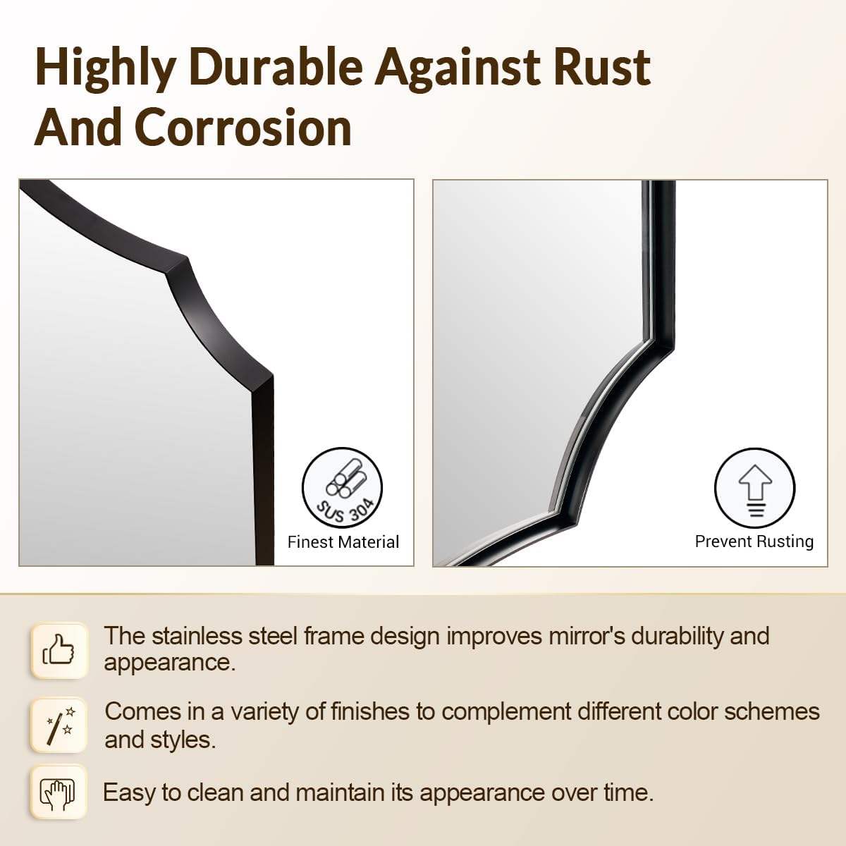 Black Bathroom Mirror, 24x32 Unique Irregular Mirror, Rectangle Mirror with Wavy Edge in Premium Stainless Steel Metal Frame 1" Deep, Wall Mounted Horizontal/Vertical