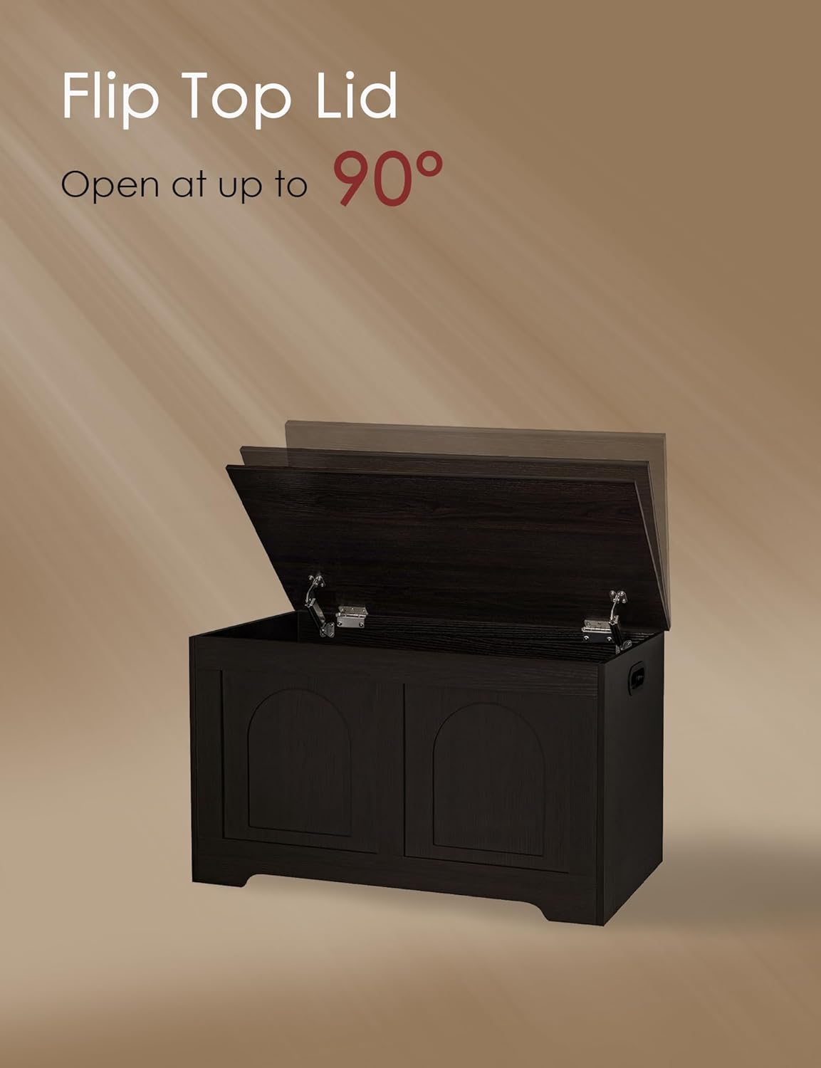 DINZI LVJ Storage Chest, 31.5”Wooden Toy Box with 2 Safety Hinges, Entryway Storage Bench with Flip-Top, Sturdy Storage Trunk for Living Room, Bedroom, Easy Assembly, Espresso