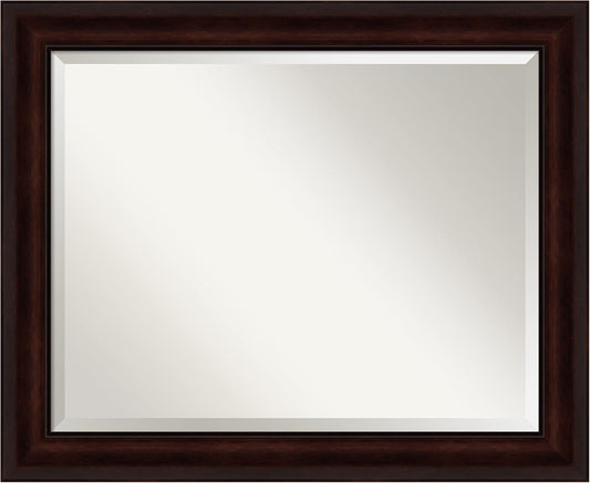 Amanti Art Brown Wall Mirror 27x33 Coffee Bean Brown Rectangle Bathroom Mirror for Wall Decor Living Room, Large Casual Frame, Hangs Horizonally and Vertically, Bathroom Decor, Beveled Edge from WI