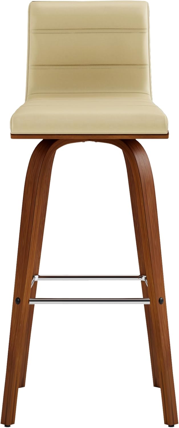 Armen Living Vienna Bar Height Bar Stool Kitchen and Dining, 30" Cream/Walnut, More color/size option
