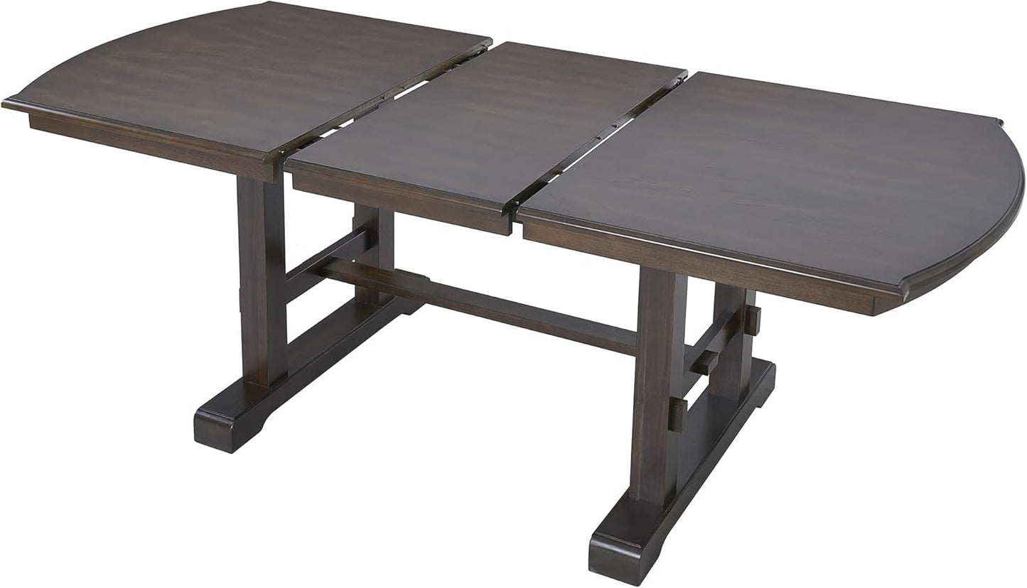 Ball & Cast 60"-78" Extendable Farmhouse Dining-Table for 6-8, Expandable Wooden Kitchen Table with 18" Removable Leaf, Large Retro H-Leg Dining Room Table for 4-8,Space Saving & Sturdy, Brown