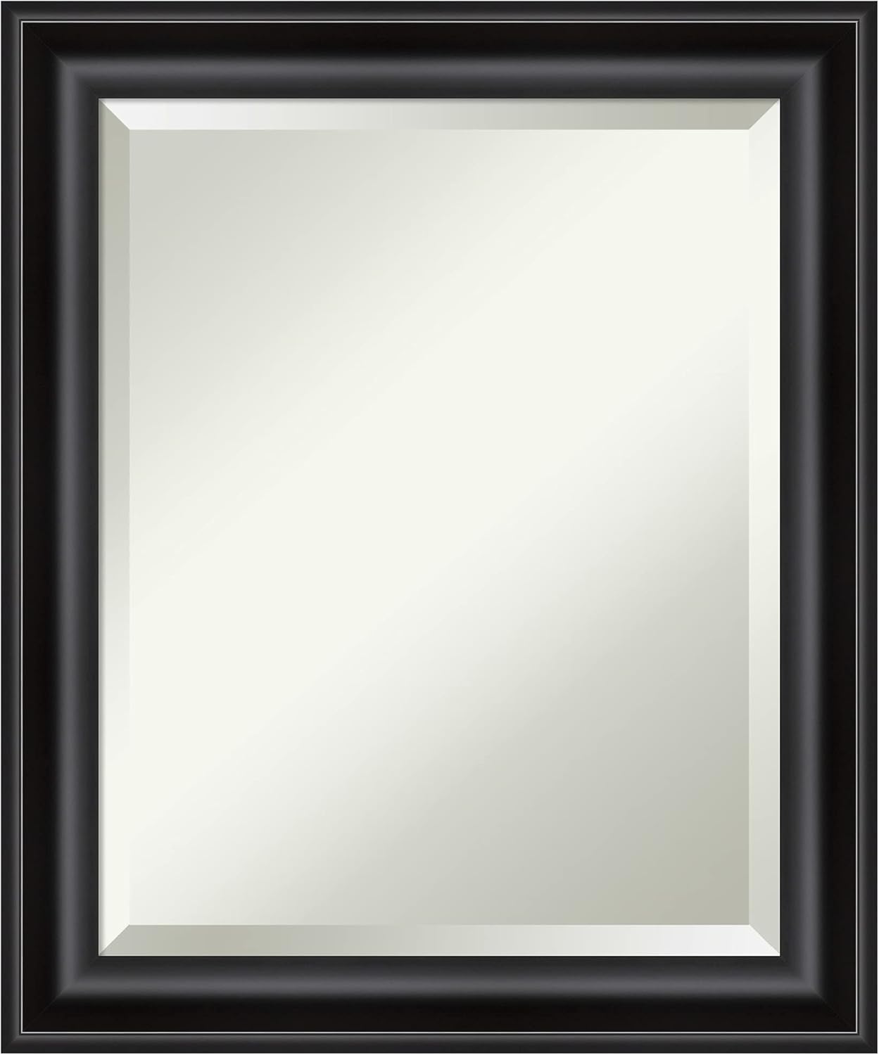 Amanti Art Black Bathroom Mirror for Over Sink, 24x20 Grand Black Narrow Rectangle Vanity Mirror, Small Casual Frame, Hangs Horizonally and Vertically, Bathroom Wall Decor, Beveled Edge
