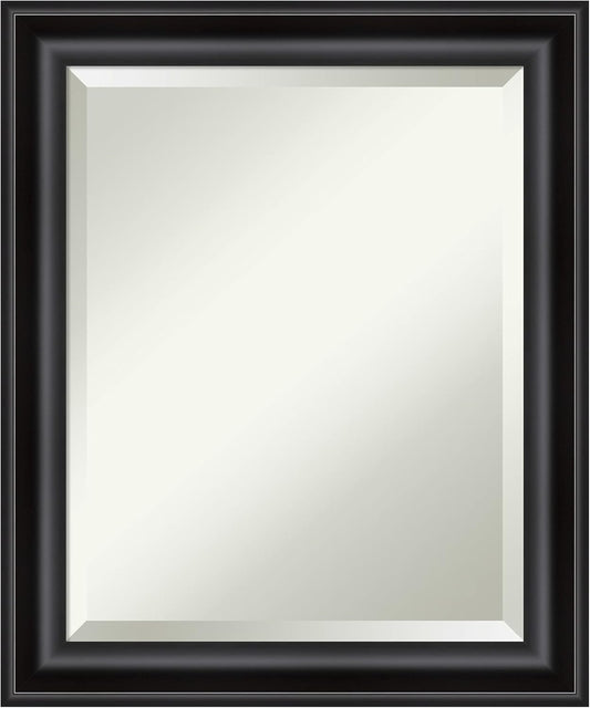 Amanti Art Black Bathroom Mirror for Over Sink, 24x20 Grand Black Narrow Rectangle Vanity Mirror, Small Casual Frame, Hangs Horizonally and Vertically, Bathroom Wall Decor, Beveled Edge