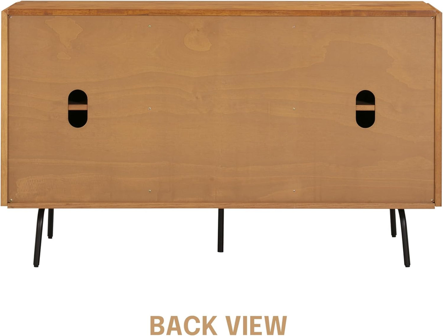 NTC Veil Sideboard with 2 Doors and 3 Drawers, Buffet Cabinet with Vertical Groove Design and Metal Legs, Storage Cabinet for Living Room, and Entryway, Effortless Assembly, Teak Look