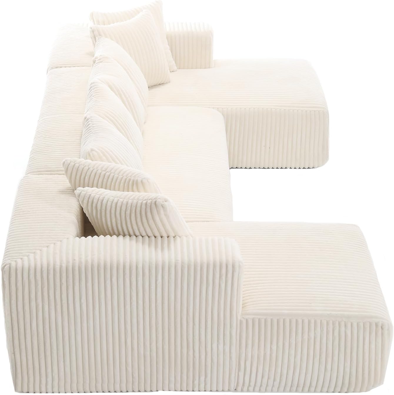 Free Combination Cloud Boneless Modular Sectional Sofa with Chaise Lounge,Modern Minimalist Upholstered Couches, Oversized U Shaped Lounge Sofa Couch w/ 8 Pillows