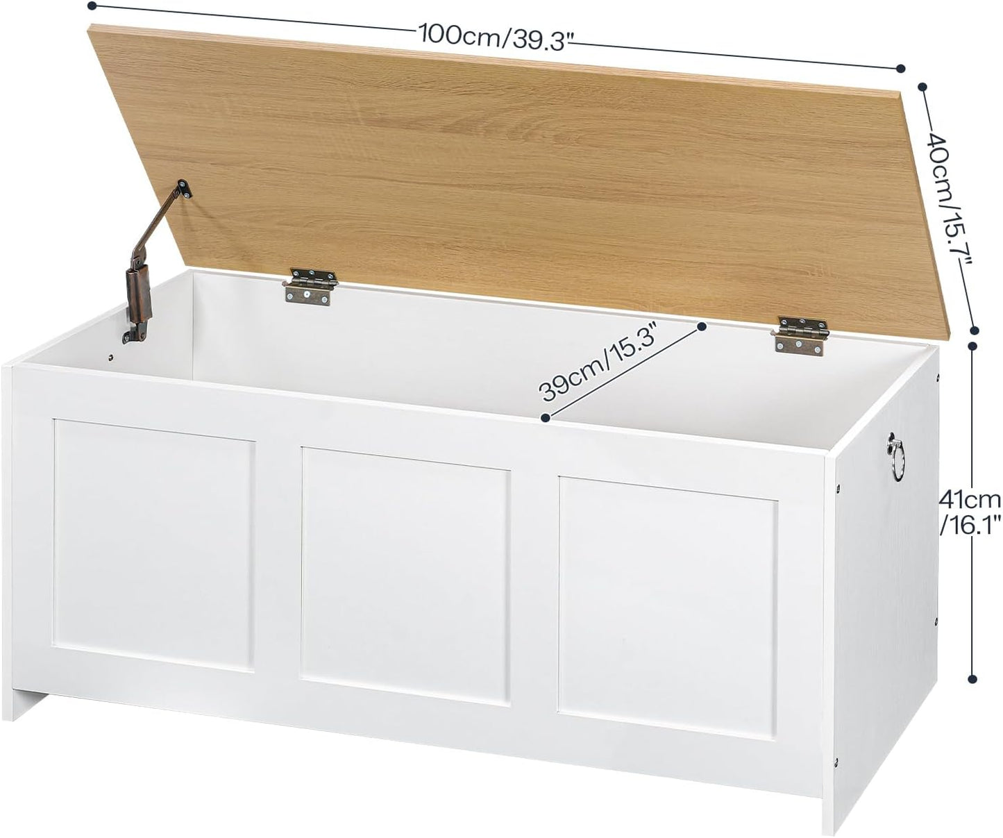 HOOBRO Storage Bench, 39.3" Retro Wooden Storage Chest, Wooden Storage Trunk, Toy Chest with Lift Top, Multifunctional Entryway Organizer, for Entryway, Living Room, White and Natural WN141CW01