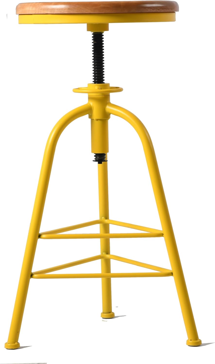 Topower Antique Industrial Design Metal Adjustable Height Bar Stool Kitchen Dining Breakfast Chair Wood Seat Counter Stool Set of 2