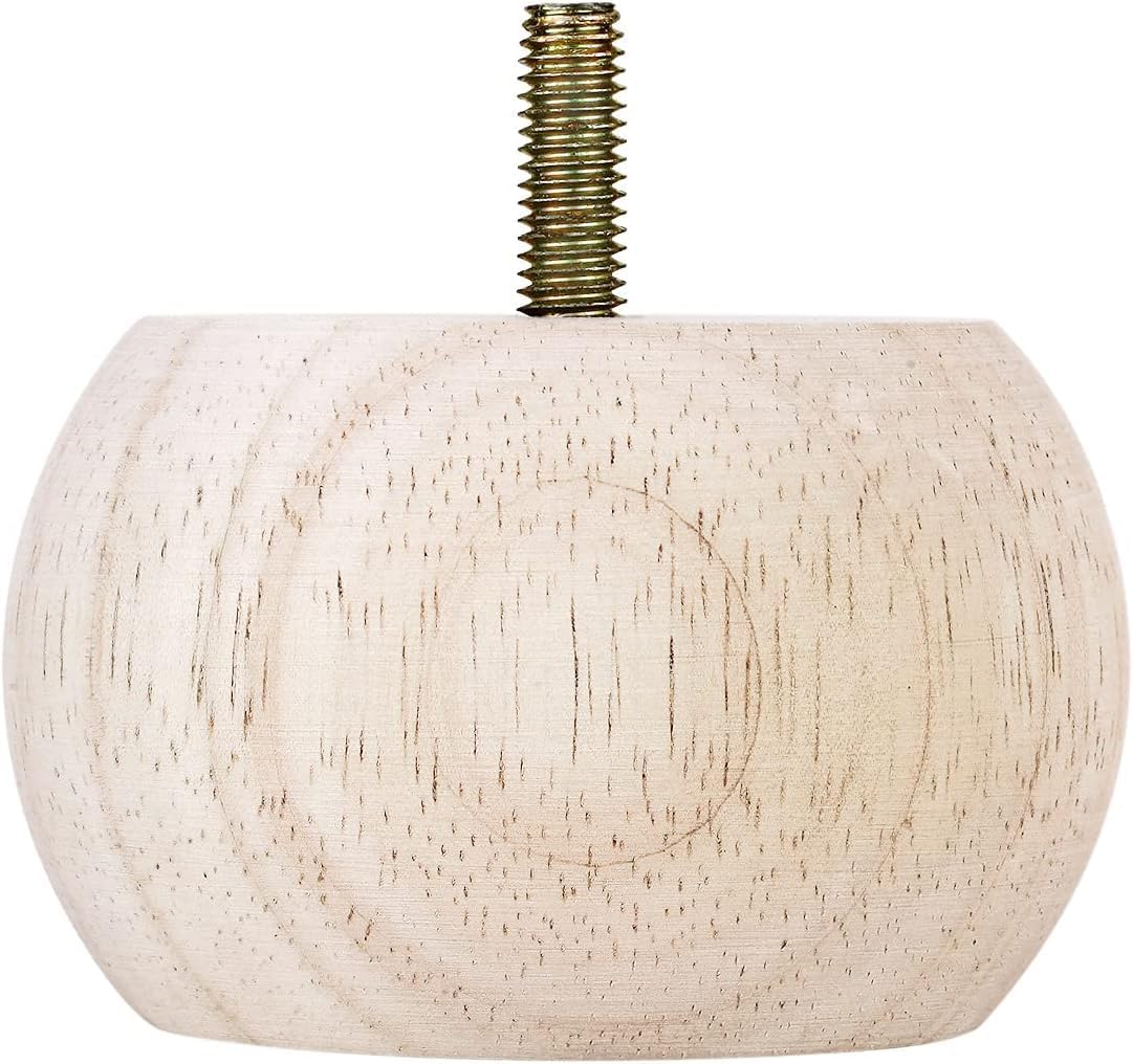 Set of 4 Unfinished Bun Feet Furniture feet 2inches Solid Short Hardwood Round Ottoman Couch Sofa Legs Cabinet Ottoman DIY Wood Furniture Legs