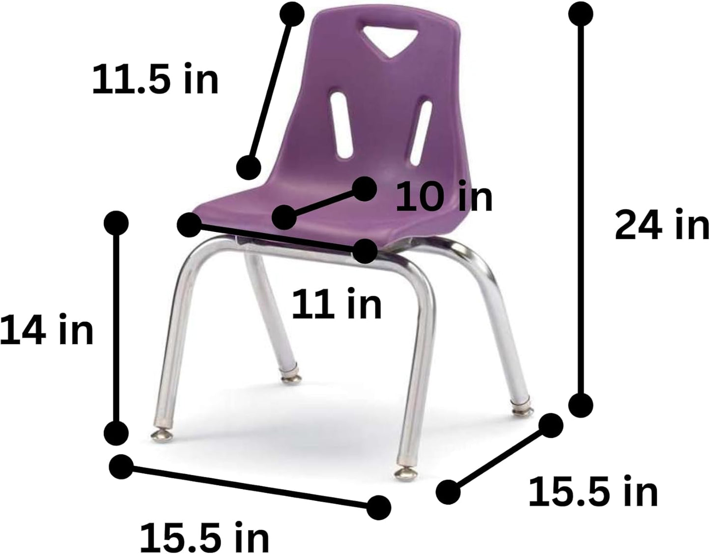 Berries Jonti-Craft 8144JC6004 Stacking Chairs with Chrome-Plated Legs, 14" Height, Purple, Pack of 6