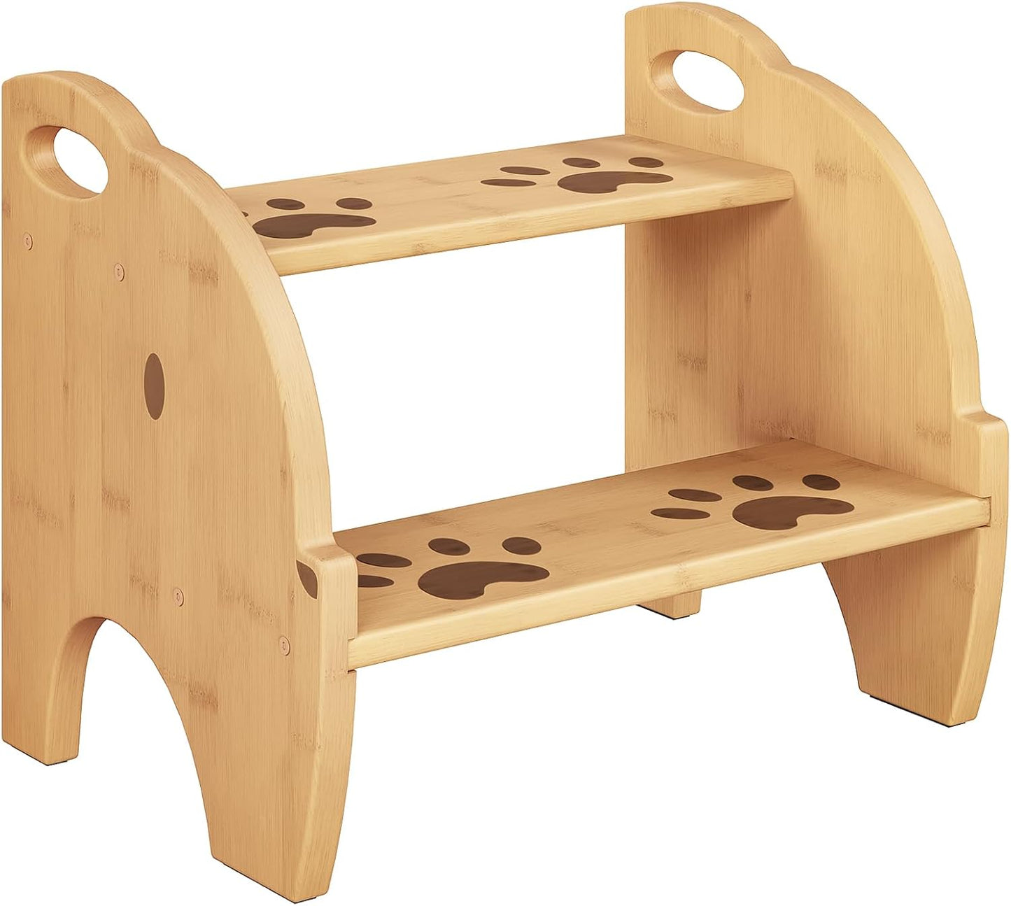 HOOBRO Wooden Toddler Step Stool for Kids, Two Step Stools with Handles and Safety Non-Slip Pads, Bamboo Step Stool for Sink, Bathroom, Kitchen, Bedroom, Easy to Move, Natural YL21JD01