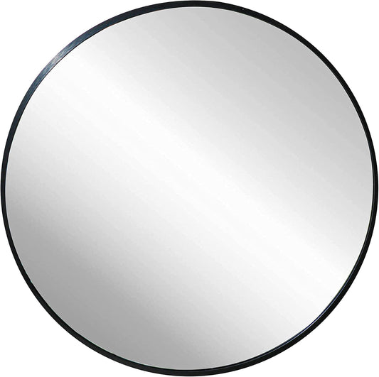 FrameWorks 28" Deluxe Contemporary Black Circular Aluminum Mirror