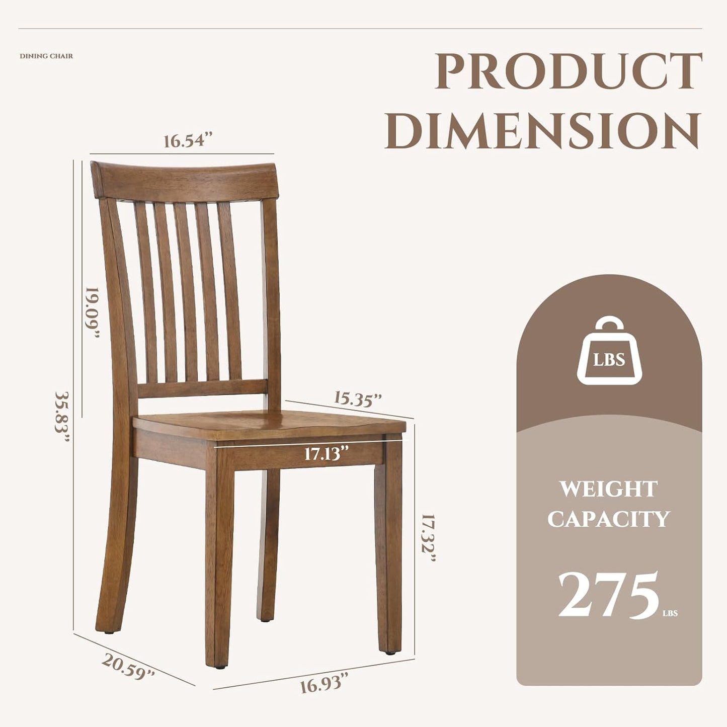 COLAMY Wooden Dining Chairs Set of 4, Spindle High Back Windsor Kitchen Side Chair, Farmhouse Dining Chairs for Kitchen and Dining Room, Light Brown