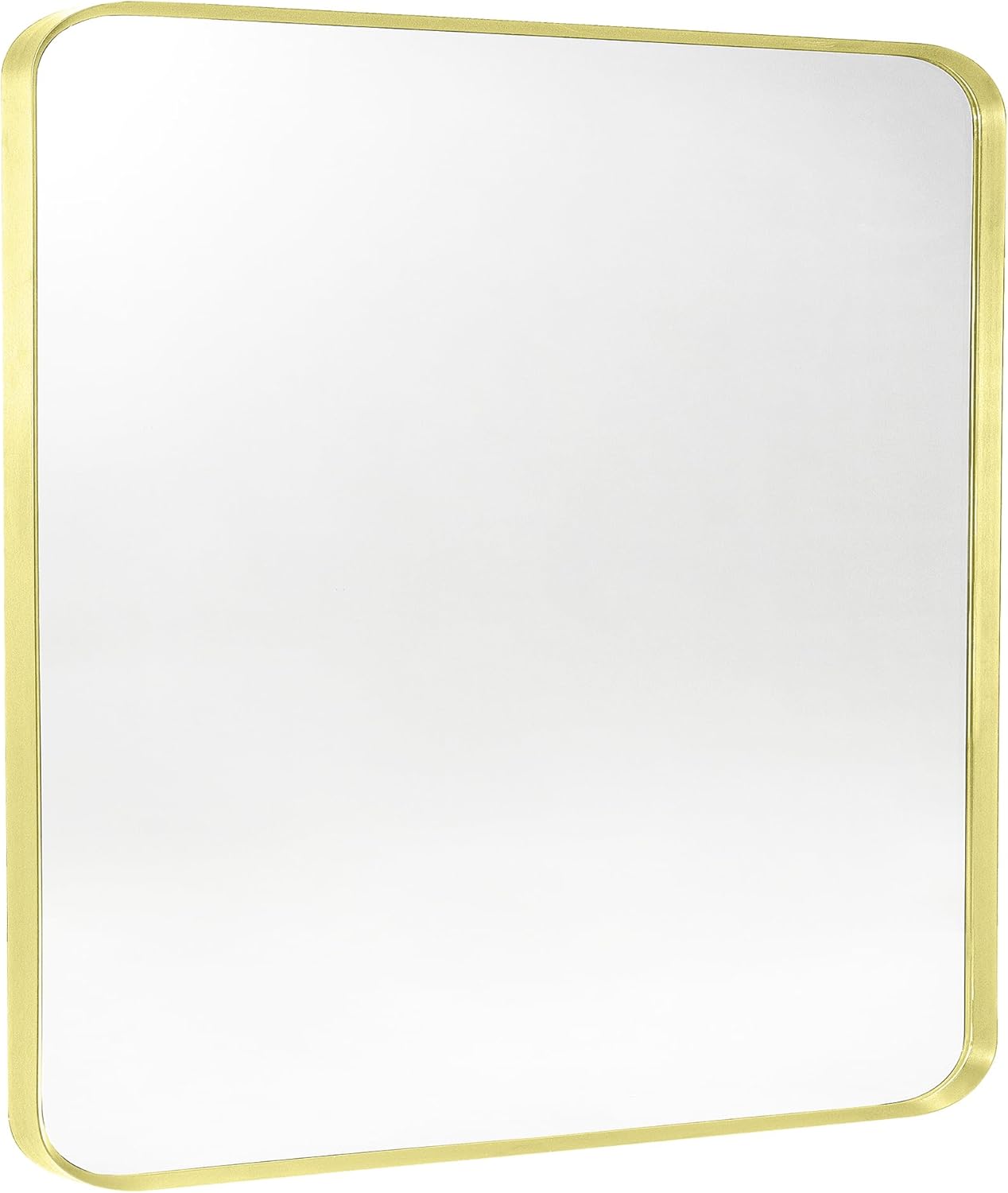 Gold Metal Framed Bathroom Mirror for Wall, Brushed Gold Rounded Corner Rectangular Bathroom Vanity Mirror, Anti-Rust, Tempered Glass (30" x 36", Gold)