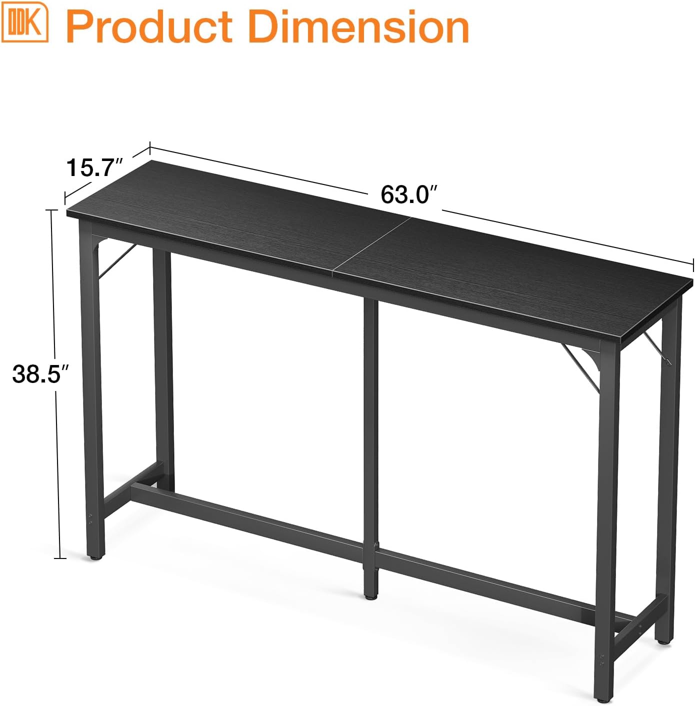 ODK 63 inch Bar Table, Bar Height Pub Table, Counter Height Bar Table, Rectangular High Top Kitchen & Dining Counter Tables with Sturdy Legs & Easy-to-Clean Top, Indoor use, Black