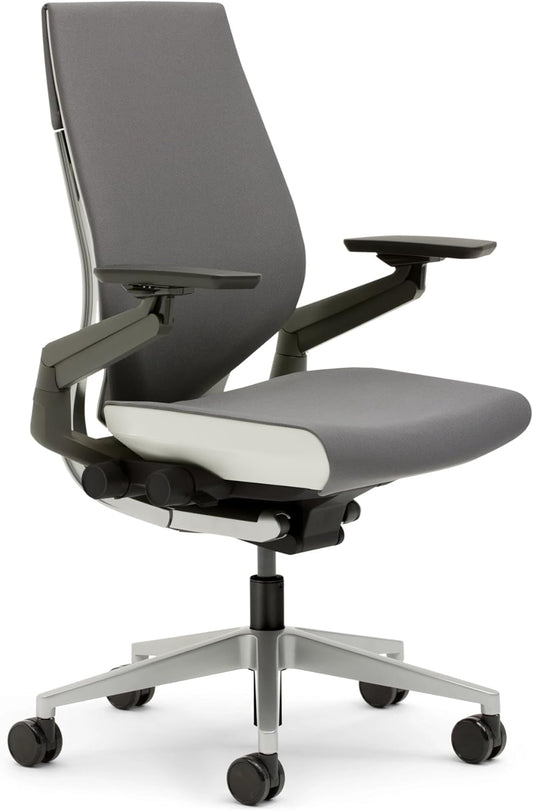 Steelcase Gesture Office Chair - Ergonomic Work Chair with Wheels for Carpet - Comfortable - Intuitive-to-Adjust for Desk - 360-Degree Arms - Graphite Gray Fabric