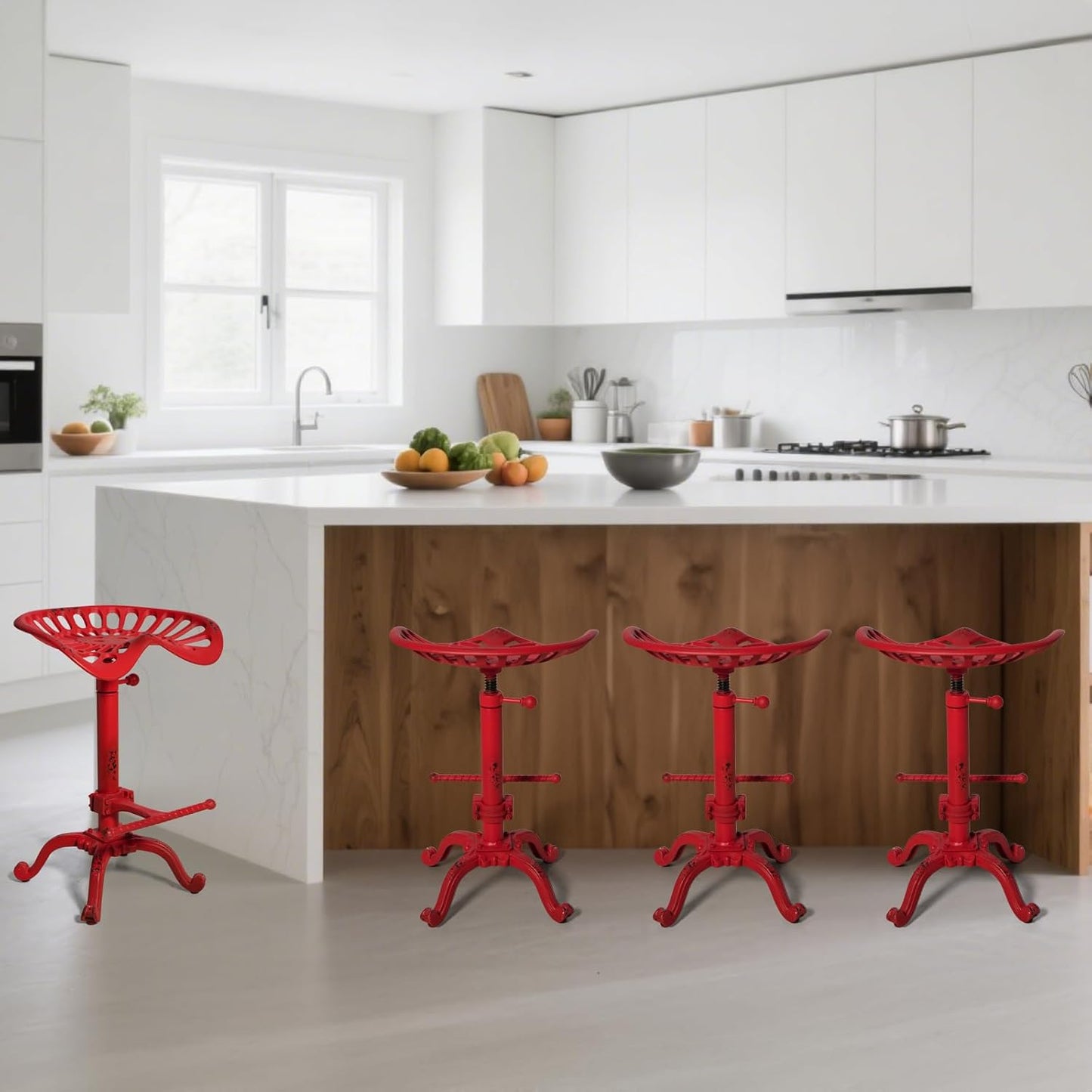 Industrial Tractor Seat Bar Stools Rustic Swivel Metal Saddle Seat Kitchen Counter Island Stool Vintage Dining Chair Farmhouse Coffee Stool Retro Office Guest Seating 19.7-26.8inch Height Adjustable