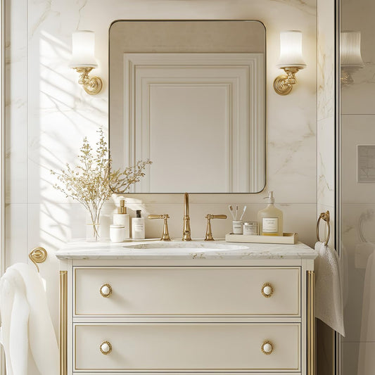 ANDY STAR Gold Bathroom Mirrors for Over Sink, 36x40 Inch Brushed Gold Wall Mirror, Rectangular Metal Framed Vanity Mirror -Modern Clean Design with Superior Stainless Steel Frame