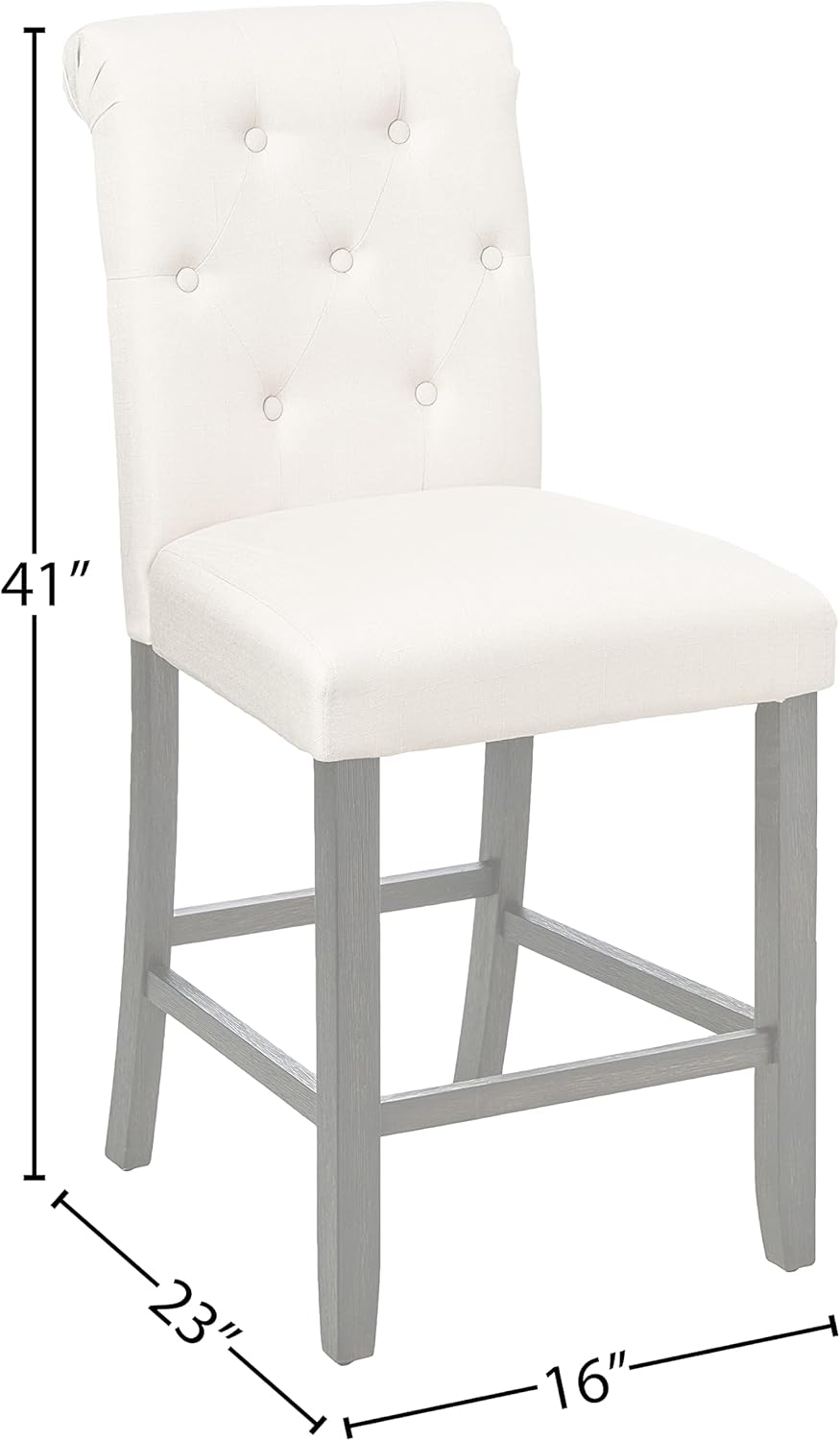 Roundhill Furniture Hendley Solid Wood Tufted Counter Height Stools, Set of 2, Tan