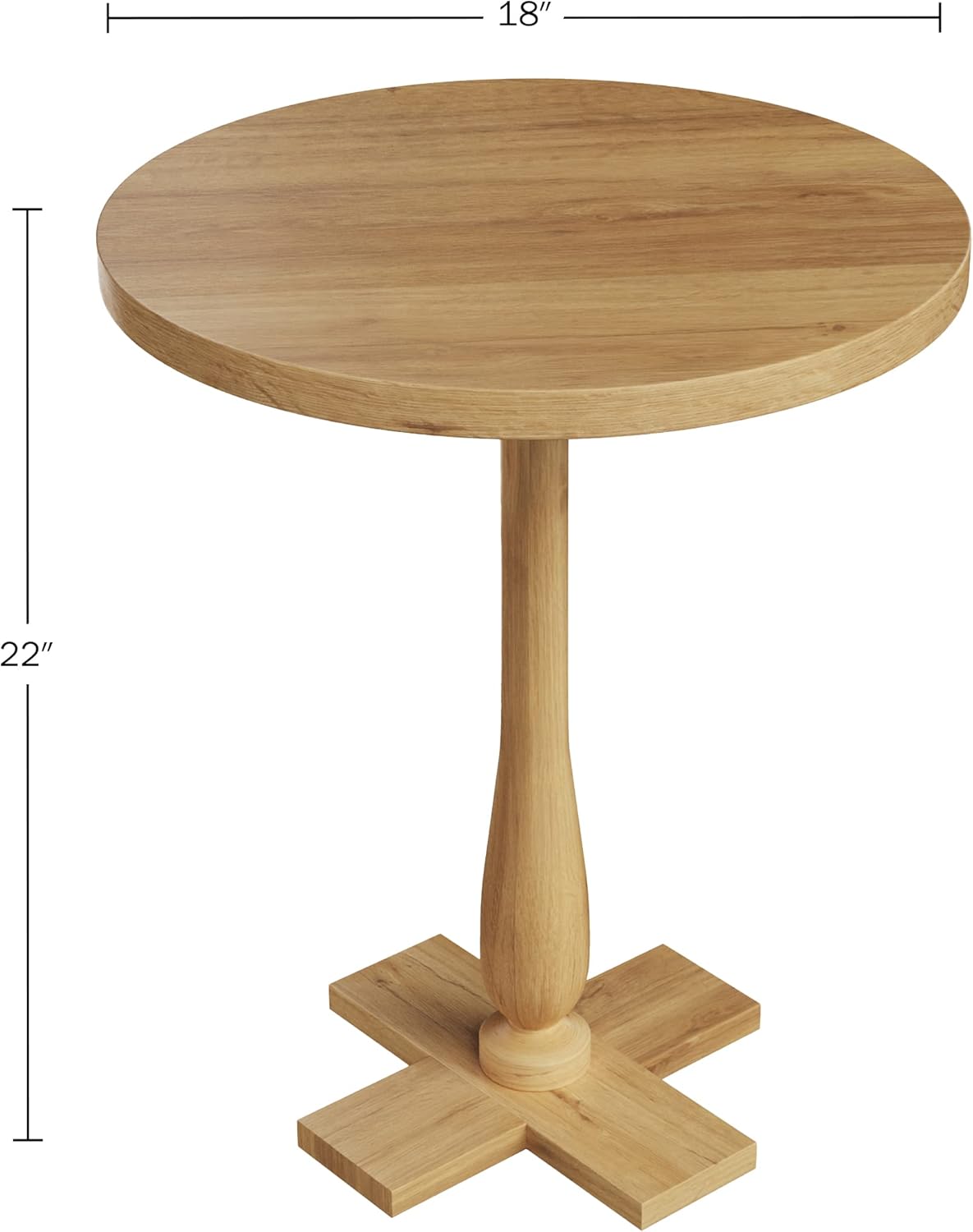 Lavish Home Side Table - Mango Wood Pedestal Table with White Distressing for Couch, Loveseat, Entryway, or Bed - Farmhouse Living Room Furniture