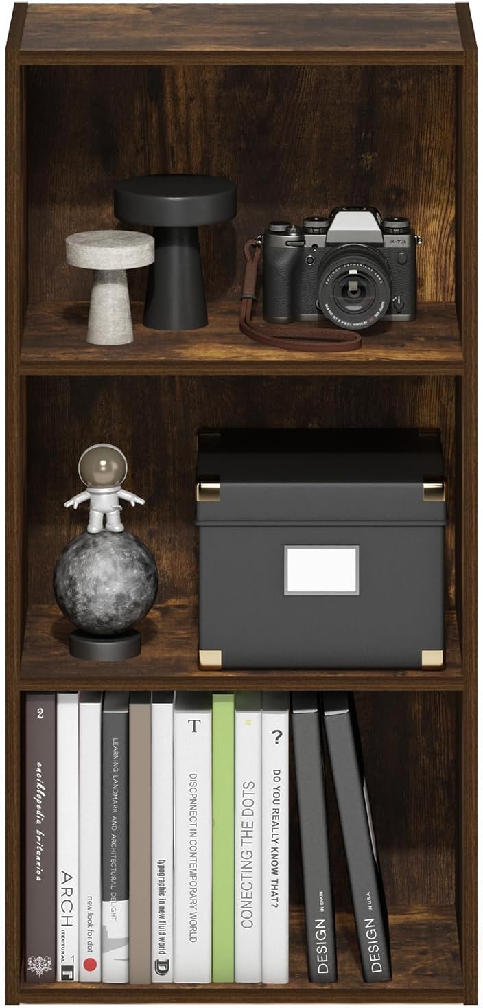 Furinno Luder 3-Tier Open Shelf Bookcase, Amber Pine