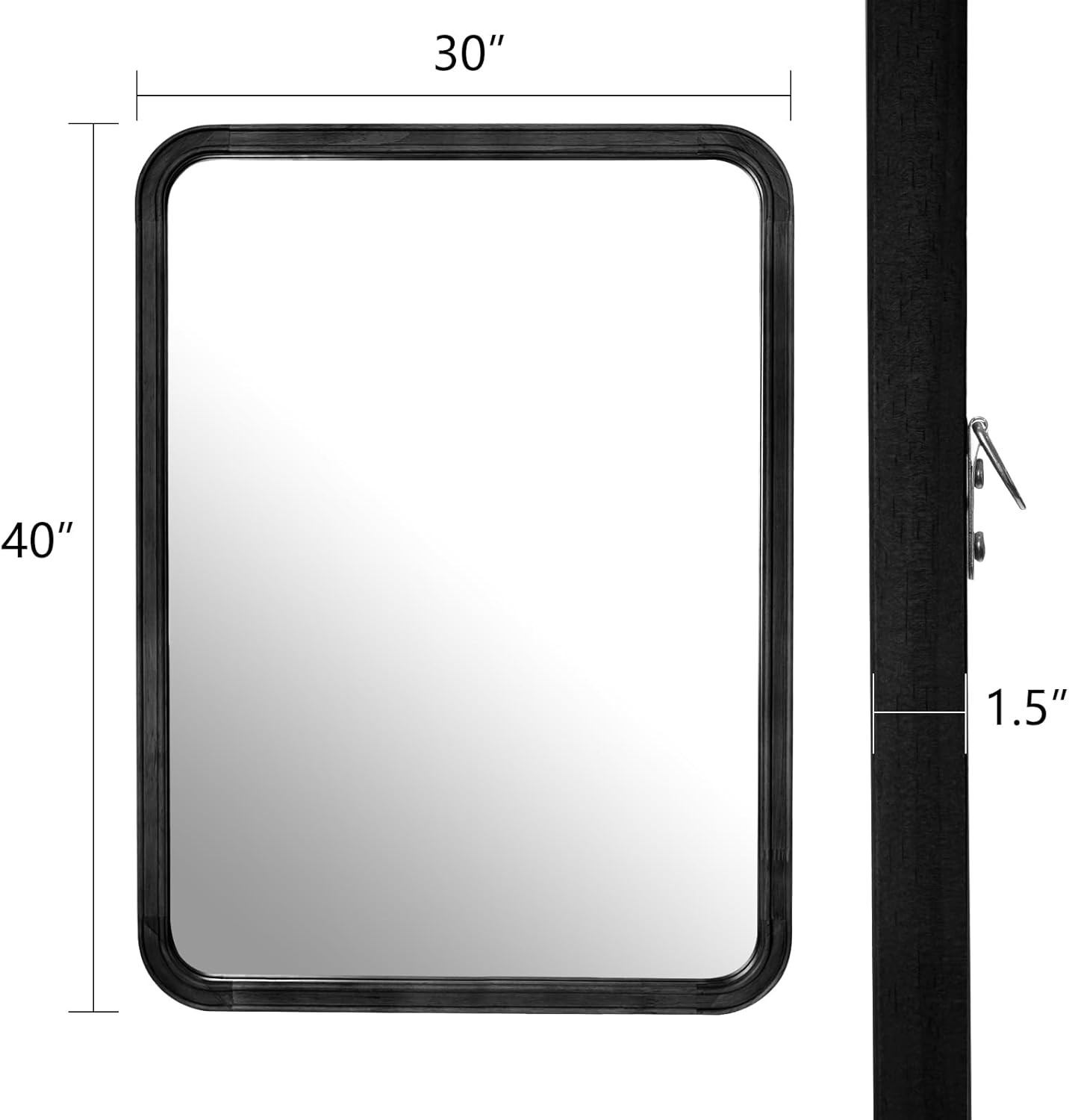 WallBeyond Black Bathroom Mirror for Wall 30x40 Inch Wooden Frame Rectangle Mirror for Farmhouse Bathroom Vanity Wall Mounted Decorative Mirror (Horizontal/Vertical Black)