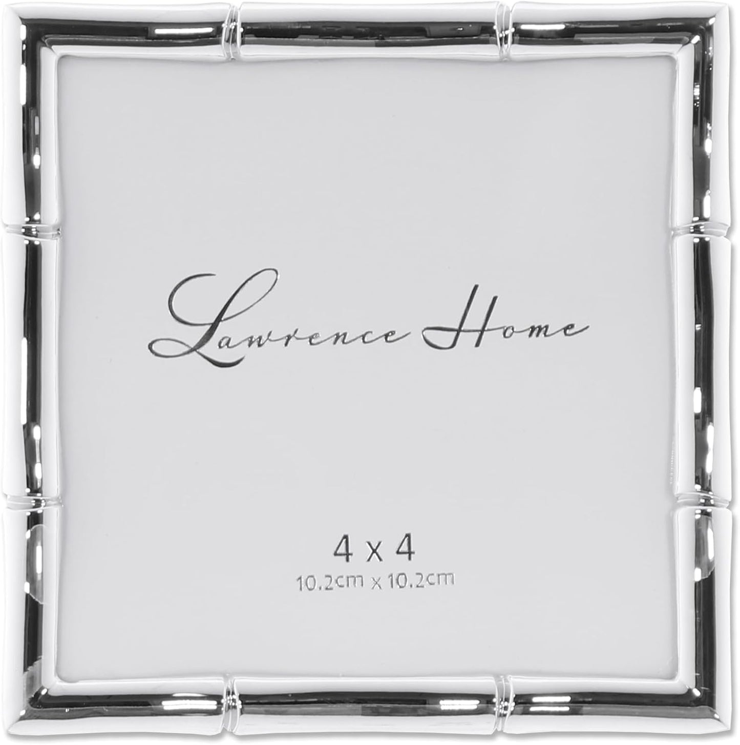Lawrence Frames Bamboo Design Metal Frame, 4x4, Silver