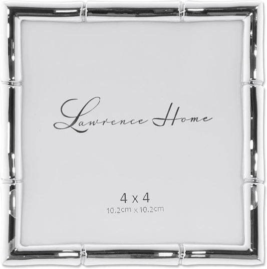 Lawrence Frames Bamboo Design Metal Frame, 4x4, Silver