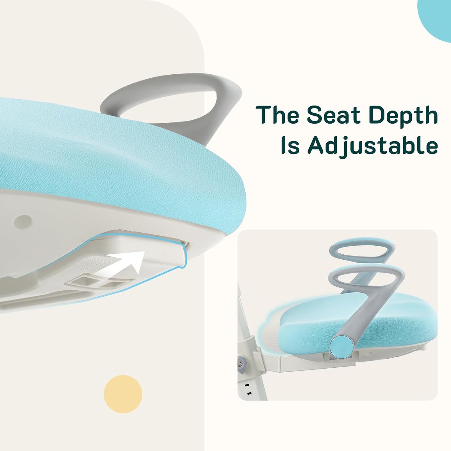 Ergonomic Kids Desk Chair with Footrest & Height-Adjustable Seat, Multifunctional for Study, Work & Dining – Comfy Cushion & Smooth Wheels for Boys & Girls (Blue)