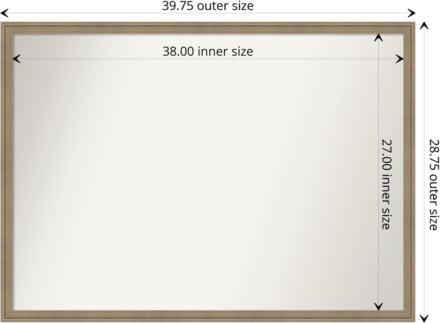 Amanti Art Grey Bathroom Mirror for Over Sink, 29x40 Florence Grey Rectangle Vanity Mirror, X-Large Casual Frame, Hangs Horizonally and Vertically, Bathroom Wall Decor, Non-Beveled Edge from WI, USA