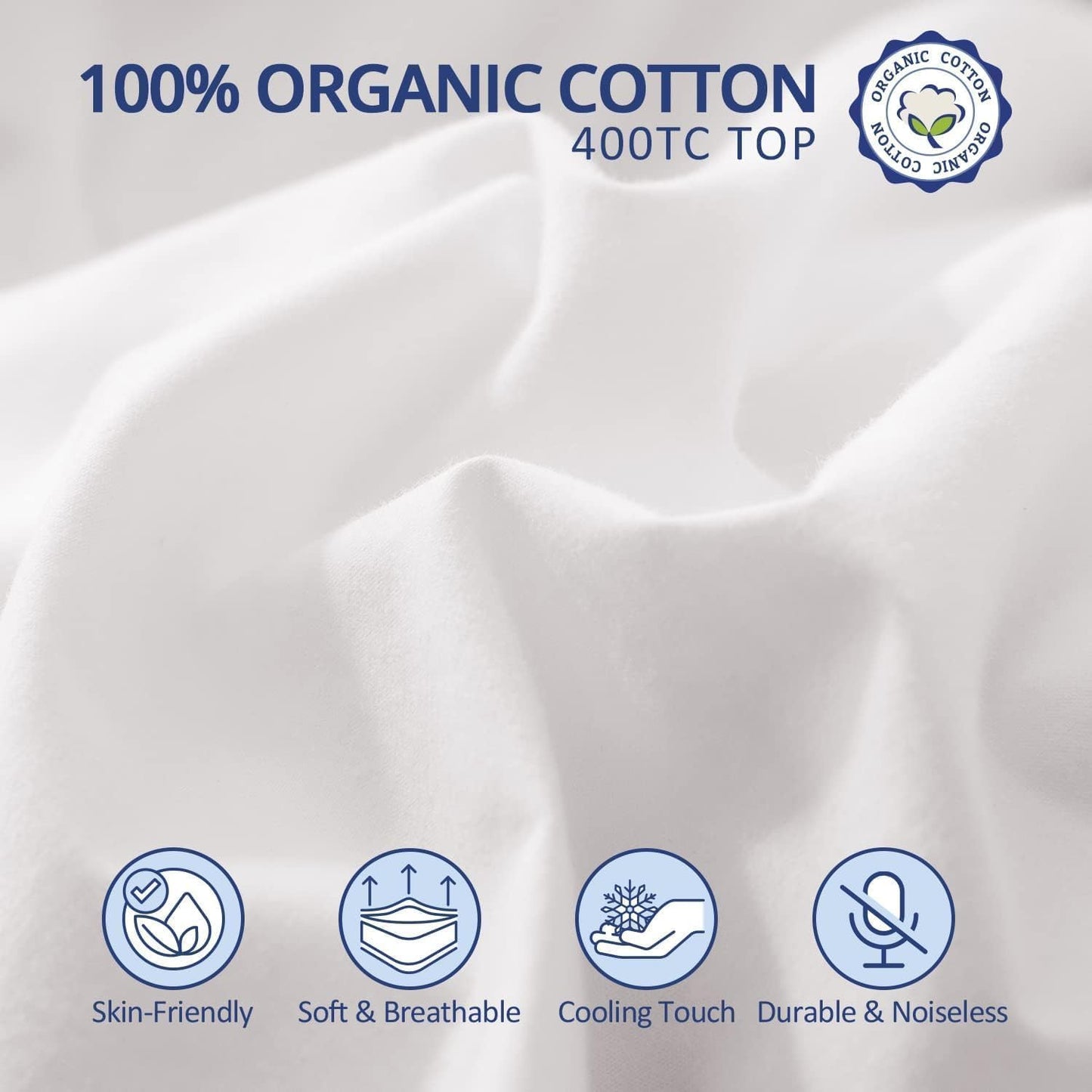 ELEMUSE 1300 GSM Overfilled Mattress Topper Queen with Baffle Box Design,Extra Thick Cooling Pillow Top Pad, 400TC Cotton Cover, Plush & Support Snow Down Alternative, White